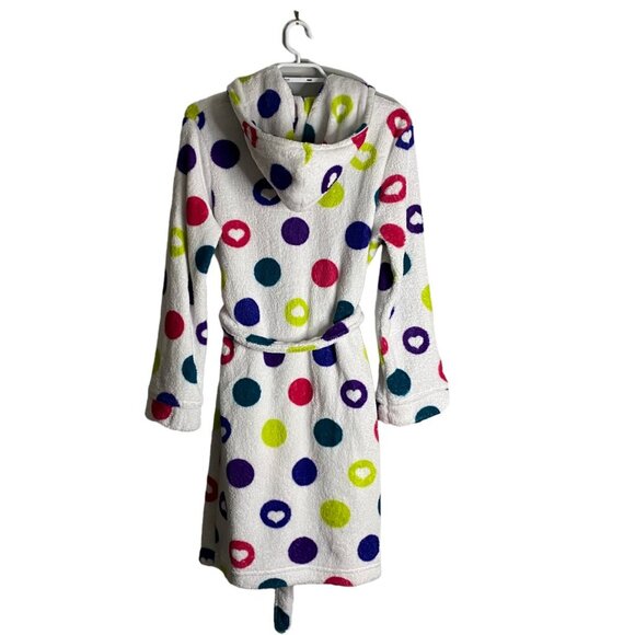 Request Women's White Polka Dot Fleece Hooded Robes - Picture 4 of 8